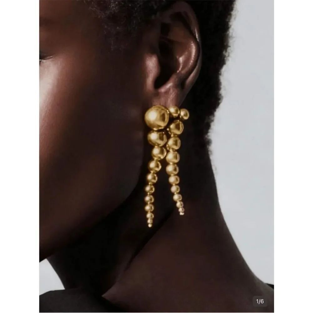 Zara Gold Ball Bead Statement Drop Earrings